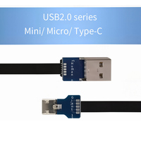 Kabel Ekstensi FFC Mini USB-A/Micro USB/Type-C 90 FPV Tipis Datar Lembut Fleksibel FPC untuk Pengisian Daya Gimbal Genggam Monitor