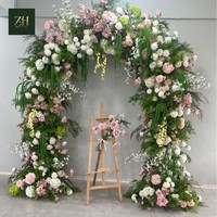 Arche florale en U rose et blanc avec verdure, idéale pour les mariages et événements – Décoration de fond pour cérémonie – Meilleures ventes
