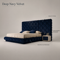 Lit Double Moderne et Luxueux Exeon Premium, Cadre Rembourré en Velours Italien Fantaisie, Ensemble de Chambre à Coucher Lit King Size