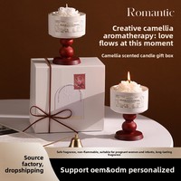 Set Hadiah Lilin Aroma Bunga Peony Mewah Buatan Tangan dengan Wadah Keramik, Lilin Kedelai Ramah Lingkungan, Aroma Tahan Lama