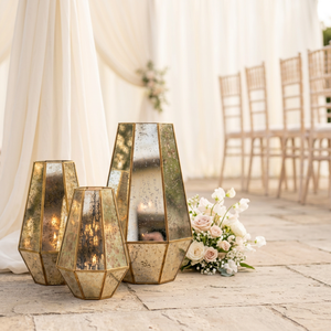 Portavelas de Cristal Mercurizado con Marco de Latón para Decoración de Bodas, Venta al Por Mayor - Product Image 1