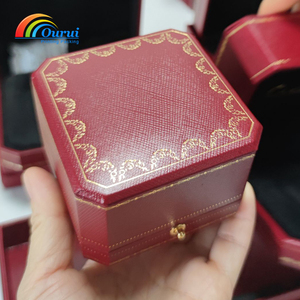 Jewelry <b>Storage</b> <b>Box</b> - Premium Red Leather <b>Box</b> for Rings, Earrings & <b>Small</b> Treasures - Product Image 2