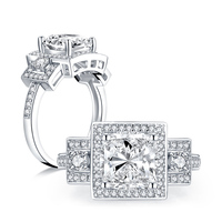 Bijoux en zircon cubique 925 en argent Sterling 2.50 CT coussin coupe Halo fiançailles femmes mariage Hallow anneaux cadeaux