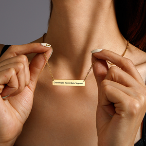 Collana con Barra Orizzontale Personalizzata in Acciaio Inossidabile, Ciondolo Geometrico Inciso con Nome, Catena <span class=keywords><strong>per</strong></span> Clavicola Fai-da-Te <span class=keywords><strong>per</strong></span> Ragazze - Product Image 1