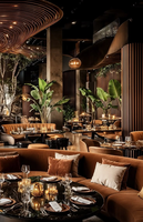 Ensemble de canapés de restaurant modernes et durables avec table carrée en acier carbone pour usage commercial