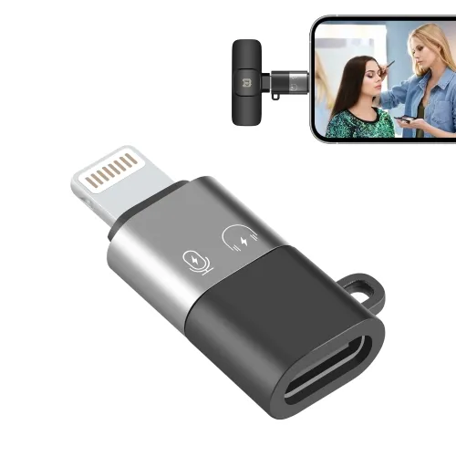 PULUZ Connecteur de convertisseur d'adaptateur de téléphone de microphone OTG USB-C/type-c à 8 broches