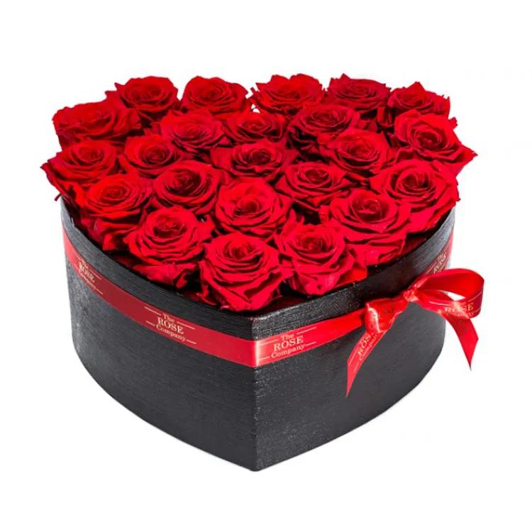 High quality custom rose flower gift boxes black cardboard flowers heart box for flowers