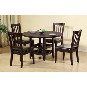 NOVA-Conjunto de muebles de comedor de madera de estilo nórdico, juego de mesa redonda antigua de madera con 4 sillas y 2 capas de almacenamiento, mediados de siglo