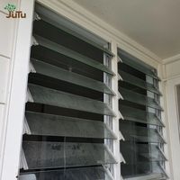 Fenêtre à persiennes en verre avec cadre en aluminium moderne, système de jalousie réglable, ventilation naturelle, volet Naco pour maison résidentielle