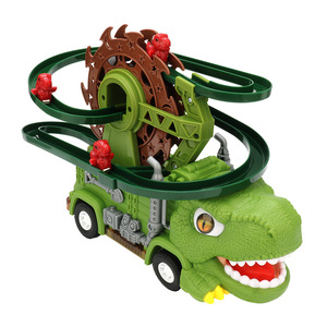Jouets de camion dinosaure EPT Track Car Railway Dino Roller Coaster avec évitement d'obstacles, lumières et sons universels - Product Image 1