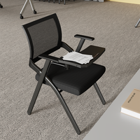 Salle de conférence maille plastique réglable pliant accoudoir réunion étude bloc-notes tablette chaise de formation