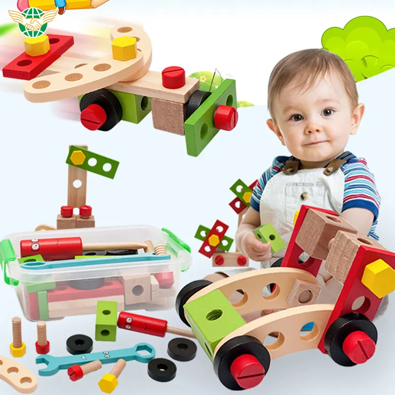 Kids Wooden Mini Building Blocks Simulation Maintenance Toolbox Dismantling Toy For Children Gifts