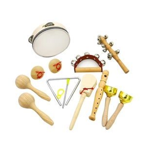 Kit de percussion Orff en bois 9-en-1 pour enfants, instrument de musique rythmique pour la maternelle, aide pédagogique pour la salle de musique - Product Image 1
