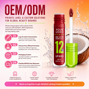 Gloss à lèvres hydratant style K-Beauty, couleur longue tenue 12H, brillance intense, lisse, non collant, hydratant, vitamine B12 - Product Image 3