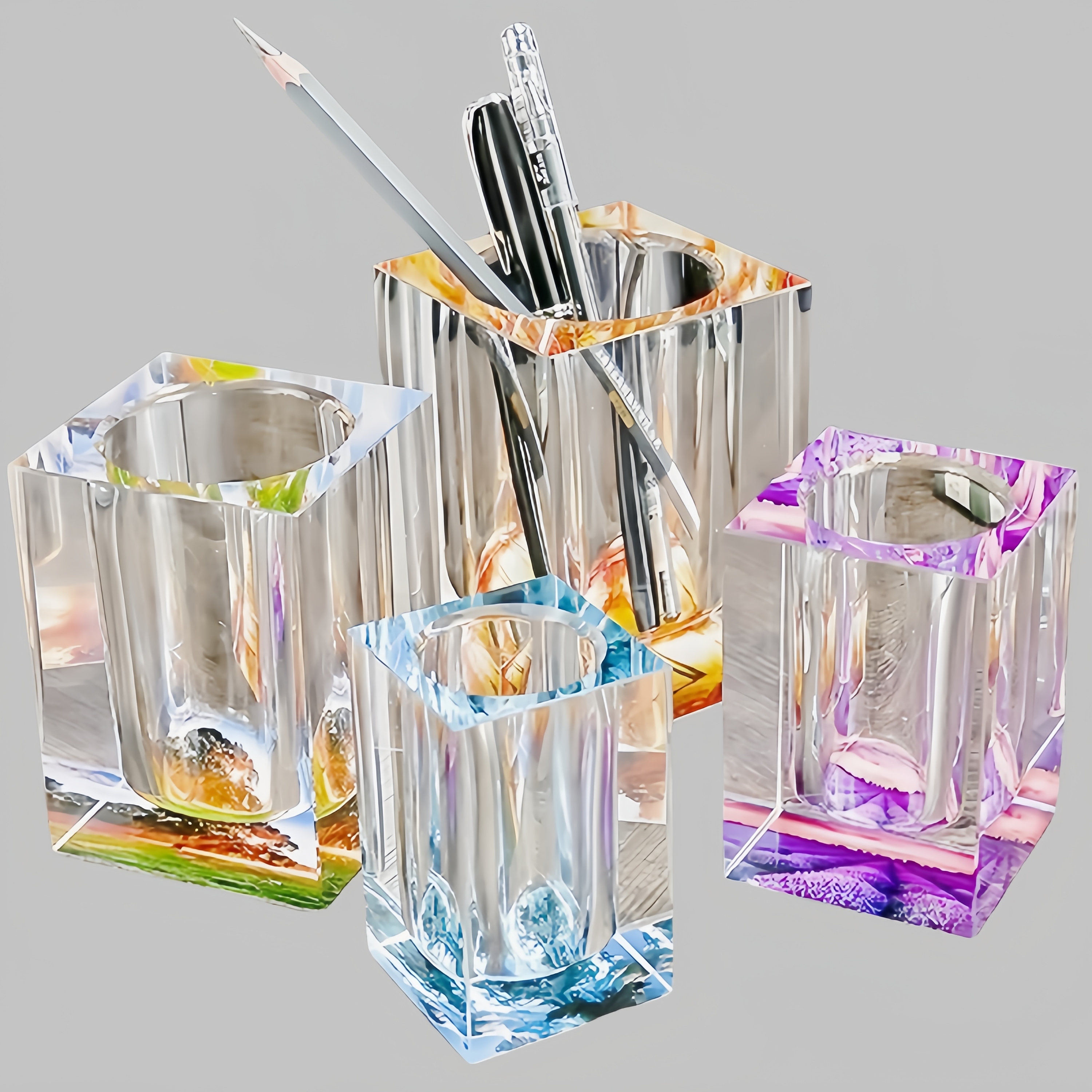 Portalápices De Cristal Con Bola Del Mundo – Regalo Ejecutivo De Lujo – Incluye Caja Azul