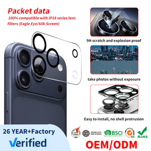 Manufacturer Custom High Transparency HD Aluminium Camera Glass Lens <b>Protector</b> for iPhone 18 Pro Max <b>Back</b> Camera Tempered Film - Product Image 1
