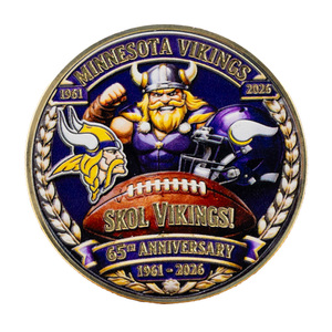 Moneta Commemorativa in Metallo del 65° Anniversario dei Minnesota Vikings, Souvenir da Collezione per Fan, Regalo Aziendale - Product Image 2