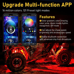 16 Pods coloré <span class=keywords><strong>LED</strong></span> Rock Light Universel Châssis De Voiture Lumière Undergolw Étanche Néons Pour UTV Auto Camion <span class=keywords><strong>Moto</strong></span> - Product Image 3