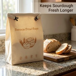 ถุงเก็บขนมปังทำจากผ้าฝ้ายเคลือบขี้ผึ้ง XL สำหรับขนมปังโฮมเมด ซาวโดว์ ถุงเคลือบขี้ผึ้งธรรมชาติแบบใช้ซ้ำได้สำหรับขนมปังสด - Product Image 2