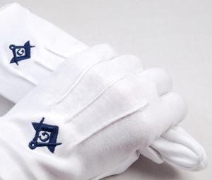 Gants maçonniques unisexes en coton avec boussole carrée Gants de sécurité personnalisés de très haute qualité - Product Image 2