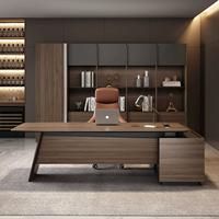 Bureau de direction en bois en forme de L de luxe, ensemble de bureau complet moderne et minimaliste, bureau haut de gamme pour PDG et managers