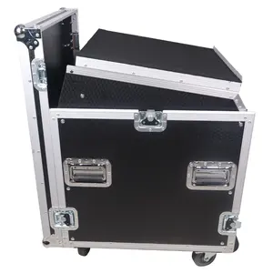 Factory Wholesale Custom Aluminum Flight Case 13U Top Mixer-DJ 12U Rack Combo Flight Case With Laptop Shelf And Wheels