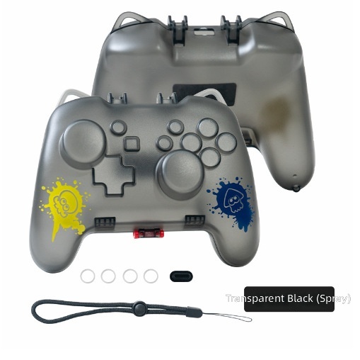 เปลือกด้ามจับเฉพาะสำหรับ Switch Pro สีดำโปร่งใสสไตล์เจ็ท