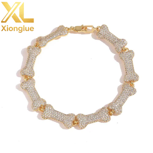 New Model Hip-Hop Bone BANGLES 10mm Full Zirconia Strand <b>Bracelet</b> <b>Copper</b> Alloy European-Style Trendy Brand Unisex Party - Product Image 6