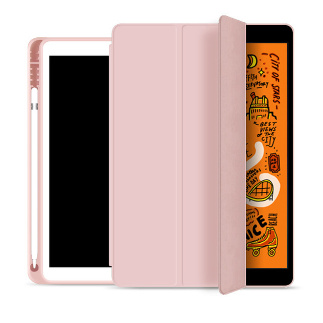 PU Leather Tri-fold Tablet Flip Covers Silicone Cases with Pen Slot for iPad 10.5 iPad Pro 12.9/11/10.9 10th Air 13 Inch Case