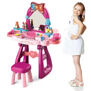 新款35PCS塑料豪华化妆台玩具儿童梳妆台玩具镜子梳妆台玩具与音乐