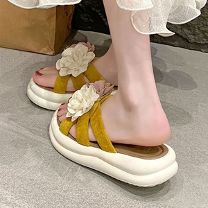Nouvelles sandales compensées légères et tendance pour femme, style été, à enfiler, motif floral, semelle souple, printemps/automne - Product Image 2