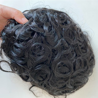 Prothèse capillaire invisible en dentelle et PU pour hommes, cheveux humains indiens bouclés de 24 mm, perruque masculine australienne