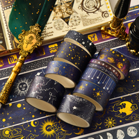 Vast Universe Decoraciones Set Oro Plata PET Washi Tape Impermeable Acrílico Galaxy Star Moon Cintas adhesivas de fusión en caliente