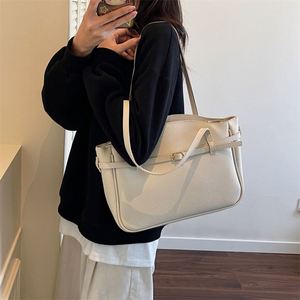 Minimalist Style Plain Color Tote Bags Waterproof PU Leather Handbag Daily Outdoor Working Totes - Product Image 5