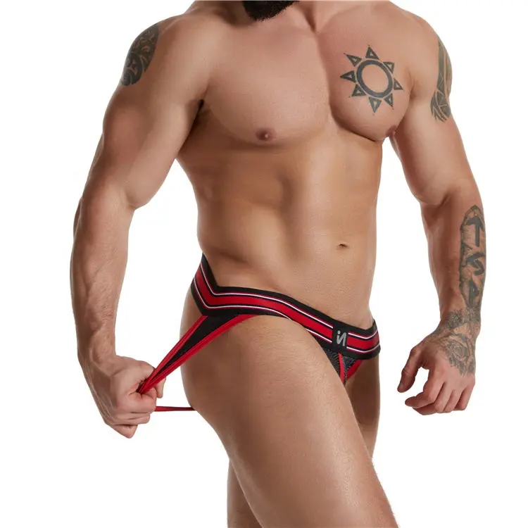 High Quality Stock Sexy Jockstraps Mesh Men Underwear Ice Silk Breathable White G-String Pouch Briefs