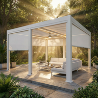 Pérgola Ecológica de 3x3m con Panel Solar, Sensor Meteorológico, Techo de Láminas Inteligente Automatizado para Balcón, Moderna y Autoportante