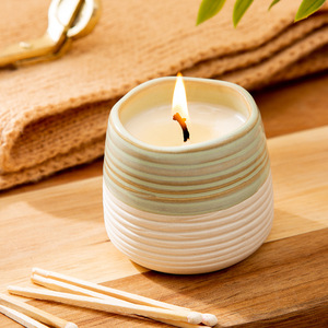 Vaso de cerámica personalizado para velas, contenedor redondo vacío para velas aromáticas, uso como regalo DB2802 - Product Image 3