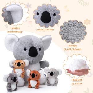 Juego <span class=keywords><strong>de</strong></span> peluche <span class=keywords><strong>de</strong></span> oso Koala <span class=keywords><strong>de</strong></span> 5 piezas, 13 ", Animal relleno <span class=keywords><strong>de</strong></span> Koala para mamá con 4 bebés <span class=keywords><strong>en</strong></span> el vientre con cremallera, peluches suaves <span class=keywords><strong>de</strong></span> Koala - Product Image 3