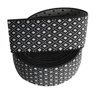 Factory low moq jacquard nylon webbing fashion design weaving logo strap band elastic band for clothes for headband wholesale