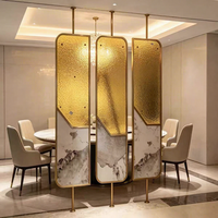 Paravent de luxe moderne doré, écran de séparation décoratif à motif marbré pour la maison, le bureau, l'hôtel, l'entrée