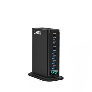 520W GaN Charging Station 8-Port (4A+4C) <b>USB</b> Fast Charger Desktop Power <b>Adapter</b> with Digital Display for Laptop Phone - Product Image 1