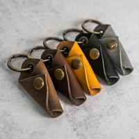 Porte-clés rétro en cuir véritable, cadeaux personnalisés pour motards, porte-clés mini simple, enveloppe de sac pour porte-clés