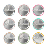 Nouvelle assiette ronde en silicone écologique moderne, motif uni, 20 cm, 4 ventouses, ensemble de vaisselle pour bébé
