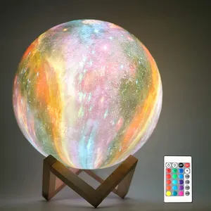 Home Decor Big 3d Led Lamp Rechargeable 16 Colors Moon Shape Table Touch Light Water Proof