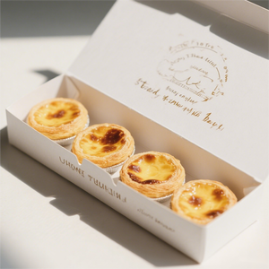 Custom Ontworpen Pastel De Nata En Ei Taart Doos Bakkerij Verpakking Met Matte Laminering Embossing Uv Coating Print Handling - Product Image 1