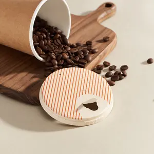 Groothandel Waterdicht Papier Koffie Cup Deksels Bamboevezel Warme Dranken Papier Cup Deksel Wegwerp Cup Cover Deksel