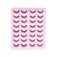 16 paires de faux cils en cheveux synthétiques, croisés, volumineux, aspect naturel, noir mat, plateau rose, 32 pièces, réutilisables, vente en gros