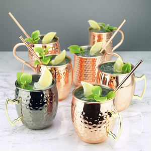 Juego <span class=keywords><strong>de</strong></span> 4 Tazas <span class=keywords><strong>de</strong></span> Cobre Moscow Mule con Martillo para Café Personalizado, 20 Onzas con Asa - Product Image 3