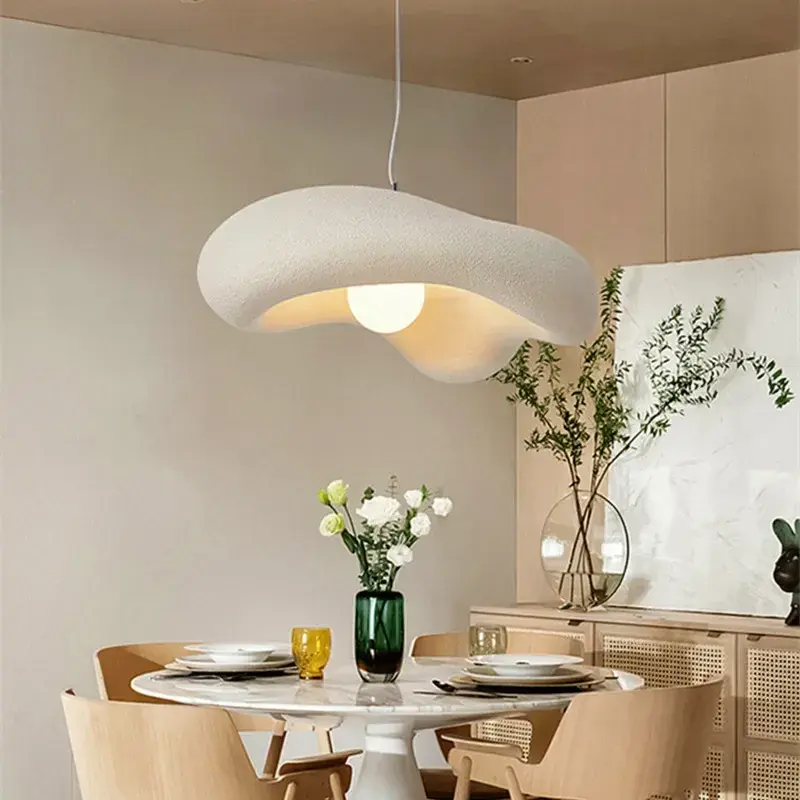 Nordic New Wabi-Sabi Cream Restaurant LED Chandelier Minimalist Bedroom Bar Table Suspend Lamp Homestay Deco Cafe Hanging Light