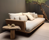 Mobilier d'extérieur en bois massif teck haut de gamme ensembles de jardin d'hôtel canapé d'extérieur Villa avec table basse ensemble de meubles de patio Villa